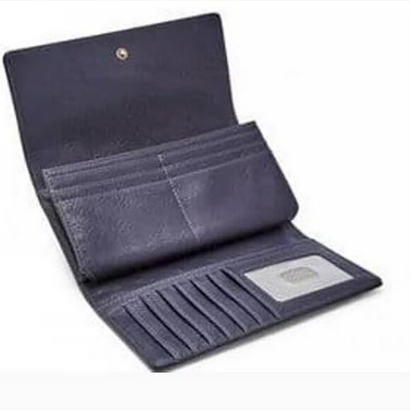 Fossil Logan Trifold Flap Clutch/Wallet in Patchwork Multicolor Leather - Picture 3 of 13